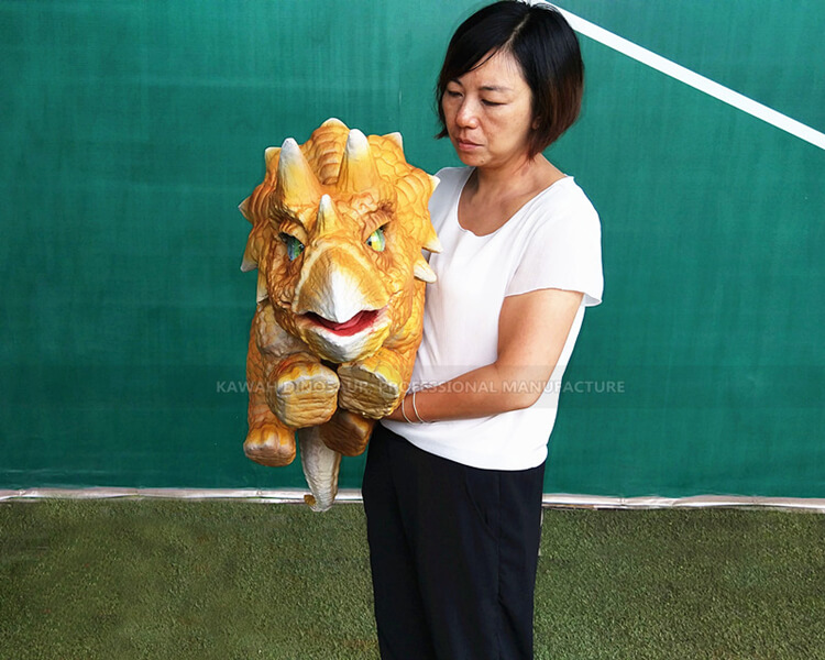 軟膠半自動仿真三角龍手偶模型玩具商場廣場游擺件親子互動